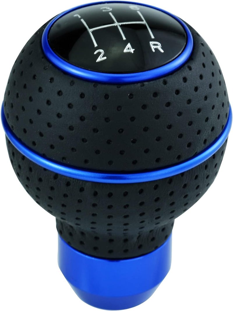 aakichi 5 Speed Shifter Knob Ball Transmission Handle Car PU Leather Gear Stick Knob for Most Manual Automotive Vehicles (Blue Circle) - Image 1
