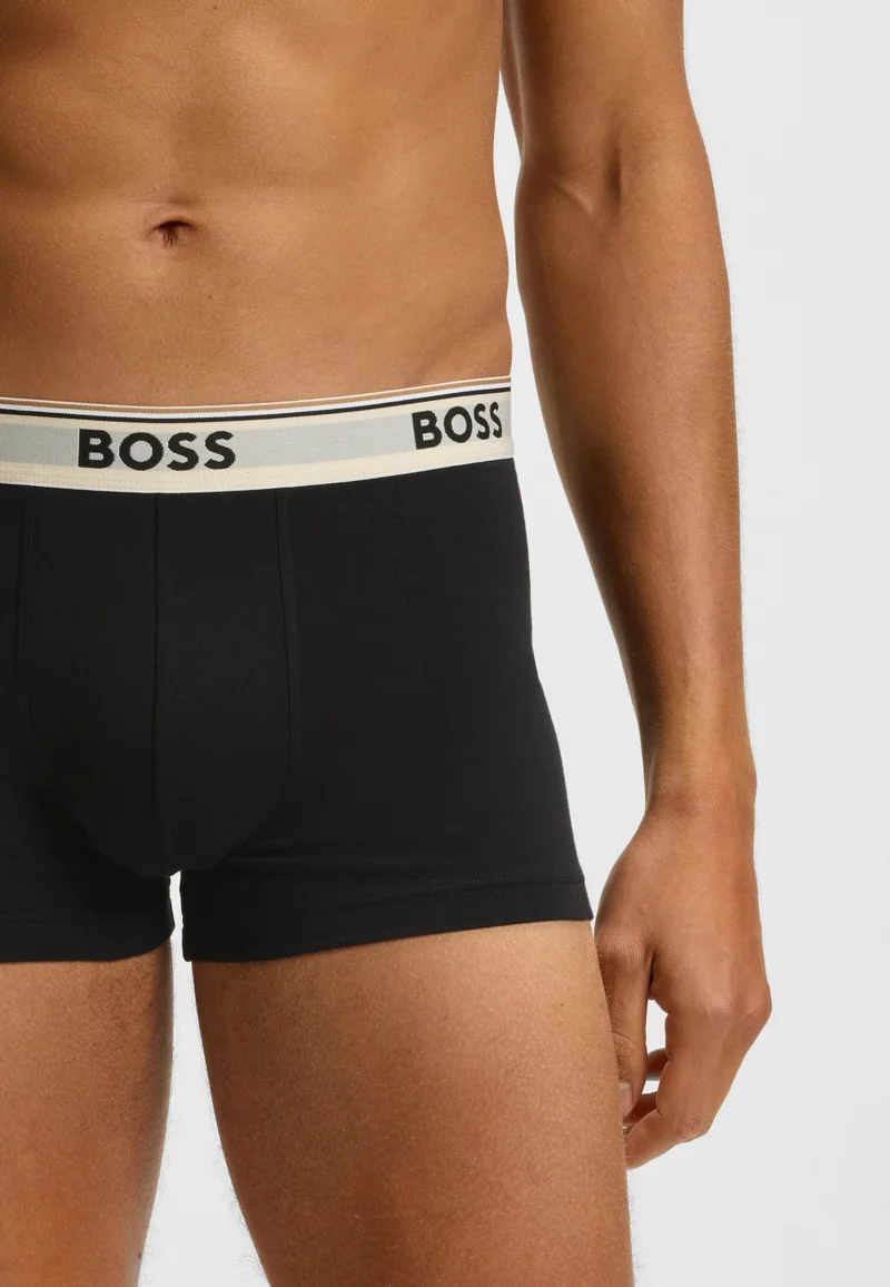 BOSS Three-pack of stretch-cotton trunks with logo waistbands