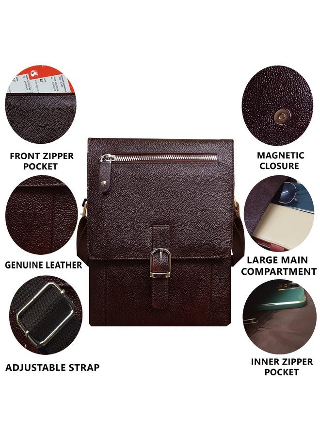 ABYS Genuine Leather Dark Brown Sling Bag|||Messenger Bag For Men And Women (U005DB) - Image 4