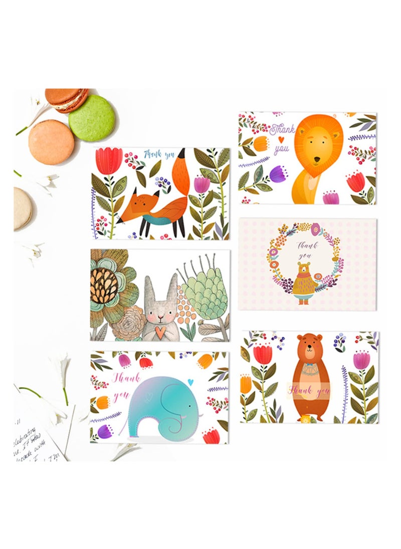 Generic - 24 Pack Thank You Cards with envelopes and Stickers Lovely Animals Themed Design Each Greeting Cards Blank Inside Invitation Cards for Kids Baby Shower Congratulations Party Business Festival - Image 1
