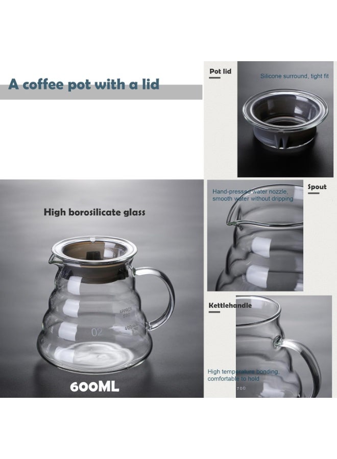 Coffee Brewing Kit, Professional Silver Set, includes a 20oz dripper, gooseneck kettle, V60 with bamboo stand, and 60 filters for brewing 2–4 cups. - Image 4