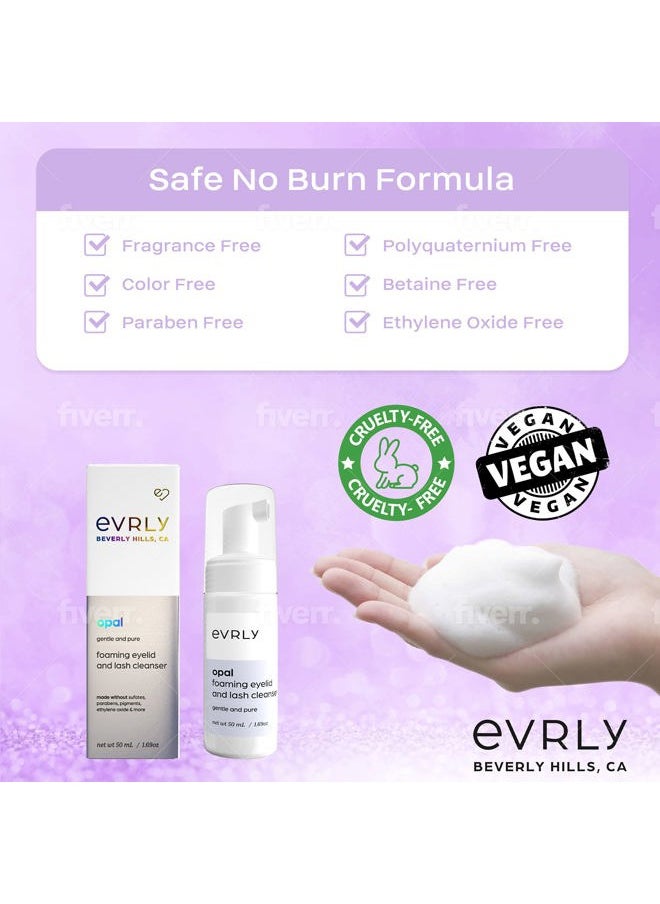 EVRLY - Beverly Hills OPAL Foaming Eyelash Extensions and Eyelid Cleanser, Removes Oil and Protein from Natural Lash, Improves Retention of Extensions, Sensitive Formula, Paraben Free, Sulfate Free - Image 1