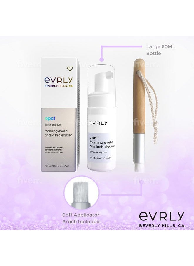 EVRLY - Beverly Hills OPAL Foaming Eyelash Extensions and Eyelid Cleanser, Removes Oil and Protein from Natural Lash, Improves Retention of Extensions, Sensitive Formula, Paraben Free, Sulfate Free - Image 1