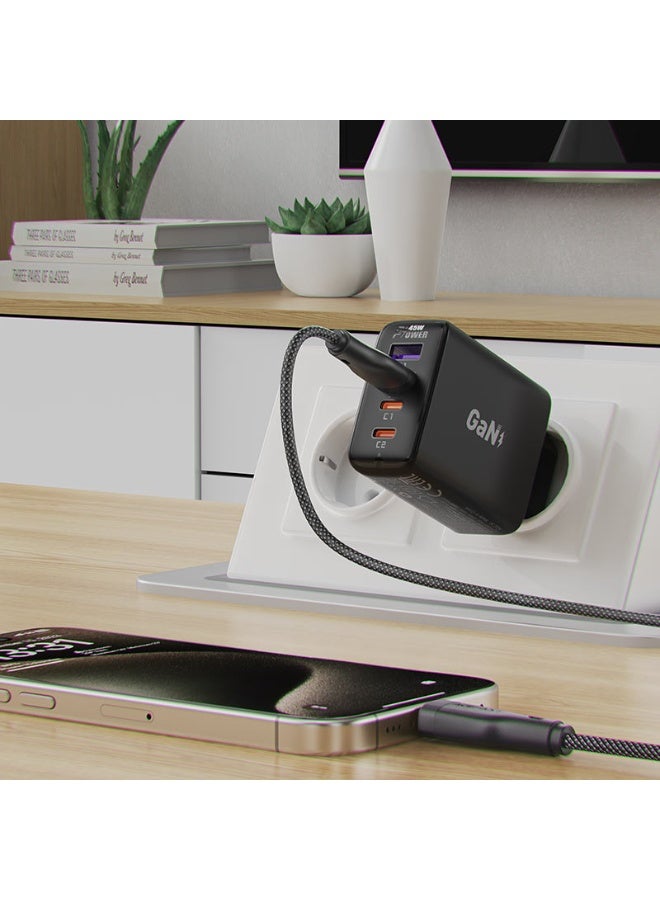 ACEFAST Charging Data Cable C8-04 USB-A to USB-C,Fast Charging and Data Transfer Cable, 1.2m Durable Nylon Braided - Black - Image 4