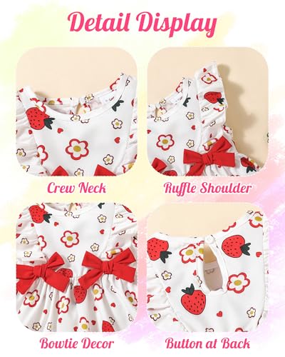 Mioglrie Baby Girl Dress 12-18 Month Girl Clothes Summer Infant Outfits Newborn Ruffle Sleeveless Strawberry Red Sundress Cute Dresses for Girls - Image 4