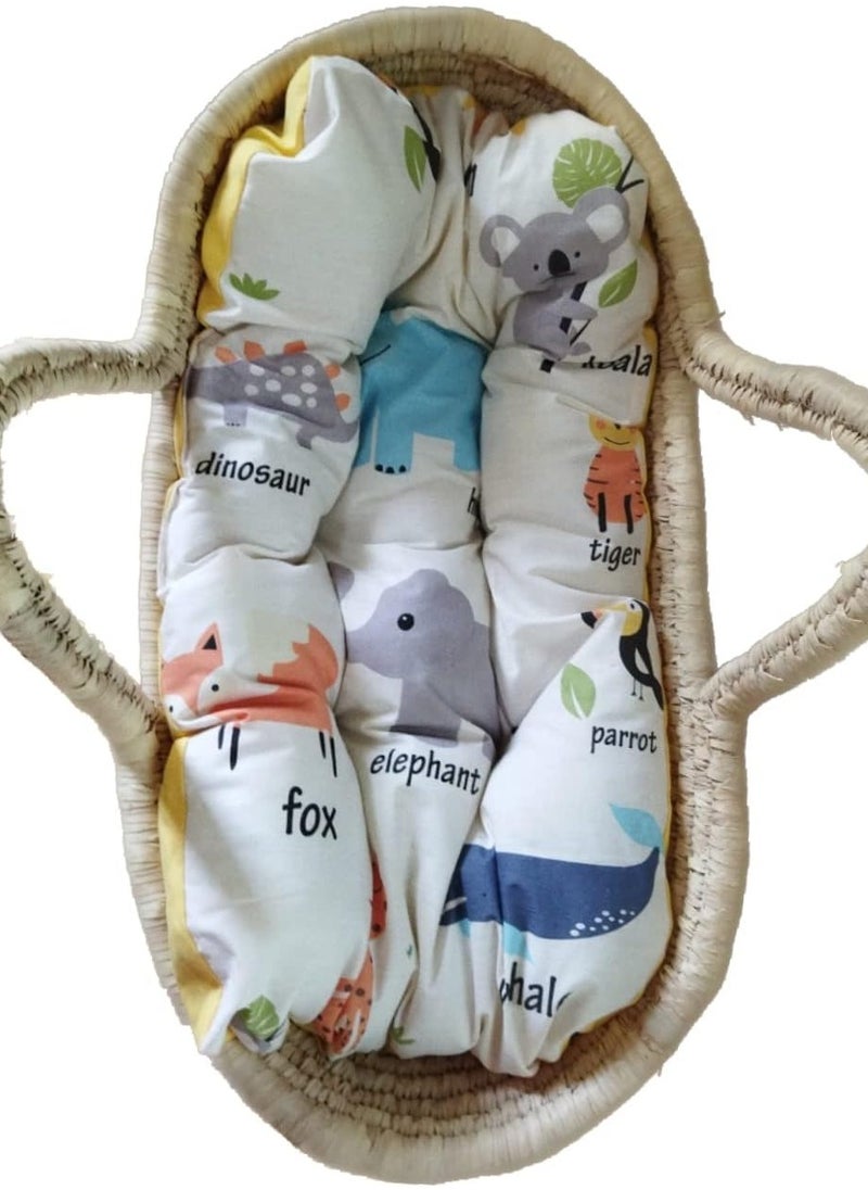 Generic - Strudy wicker babynest with cotton fabric mattress and microfiber filling for infants and toddlers with toll net to prevent insects and two arches to hang baby toys on them - Image 1