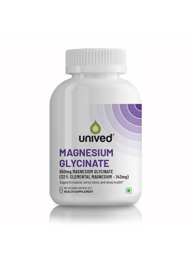 Unived High Absorption Magnesium Glycinate Chelate Buffered - 650mg - 22% Elemental Magnesium - 90 Capsules - Image 1
