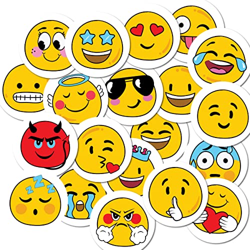 weRevel Emoji Emoticon Stickers, 40 Pieces, 2 inches, Round, 20 Unique Designs - Image 1