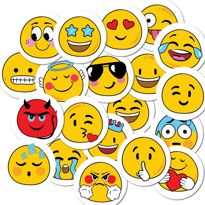 weRevel Emoji Emoticon Stickers, 40 Pieces, 2 inches, Round, 20 Unique Designs - Image 5