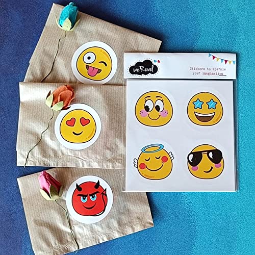 weRevel Emoji Emoticon Stickers, 40 Pieces, 2 inches, Round, 20 Unique Designs - Image 2