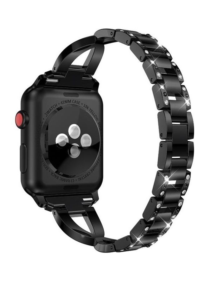 NIBEMINENT Fitbit Versa Lite Edition Universal X-shaped Metal Strap For / 2 Black  - Image 2
