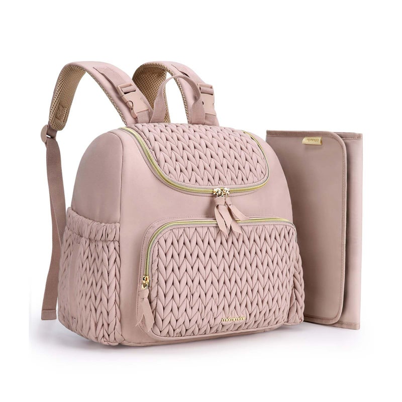 موممور mommore Diaper Bag Small Diaper Backpack Stylish Toddler Baby Mini Maternity Bags Travel Backpacks with Insulated Pockets, Changing Pad, Stroller Straps - Image 1