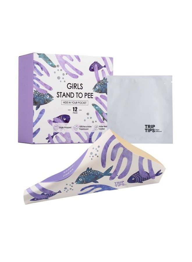 TRIPTIPS Female Urinal Disposable Female Urination Device Urinal for Women Foldable Pee Funnel for Women Waterproof Paper Stand and Pee Cup for Public Toilets, Traveling, Camping (Pack of 12) - Image 1