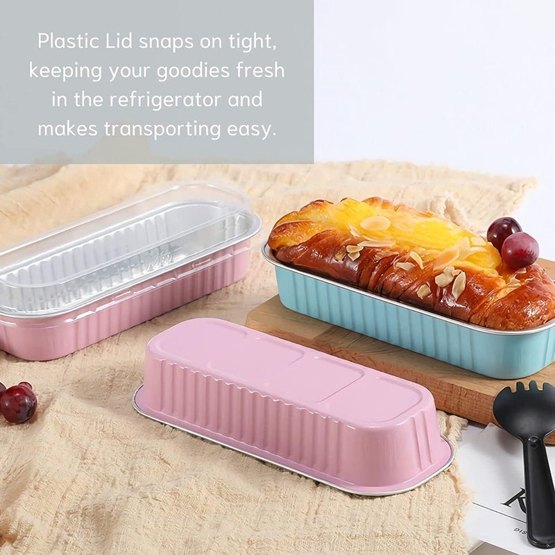Findful Mini Loaf Baking Pans with Lids And Spoons (100 Pack, 6.8oz) Rectangle Aluminum Foil Baking Pans Tins Containers - Cupcake Containers Wrappers Cheesecake Creme Brulee Ramekins - Image 5