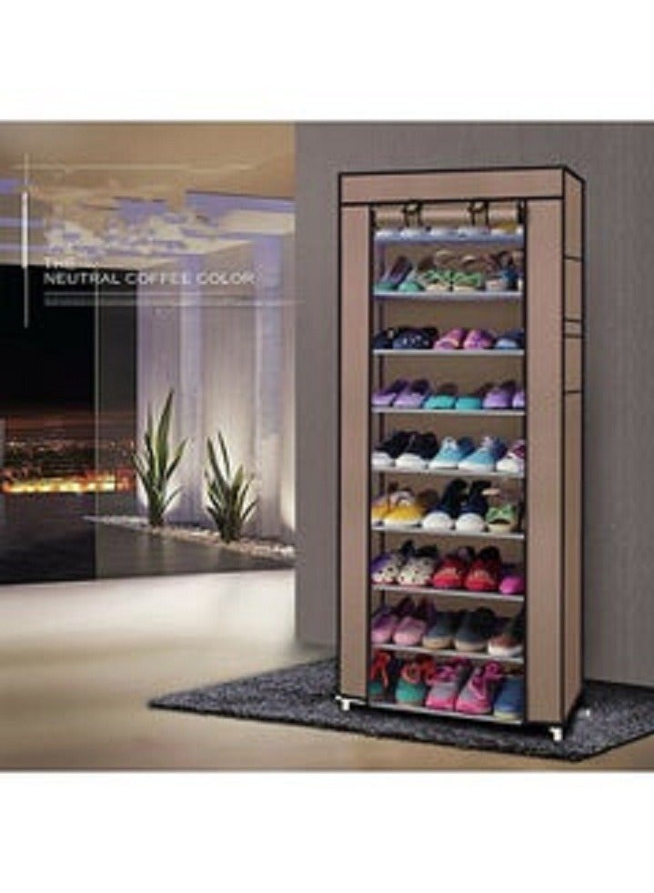 Generic خزانة أحذية 9 رفوف بني 160x60x30 سم  - Image 1