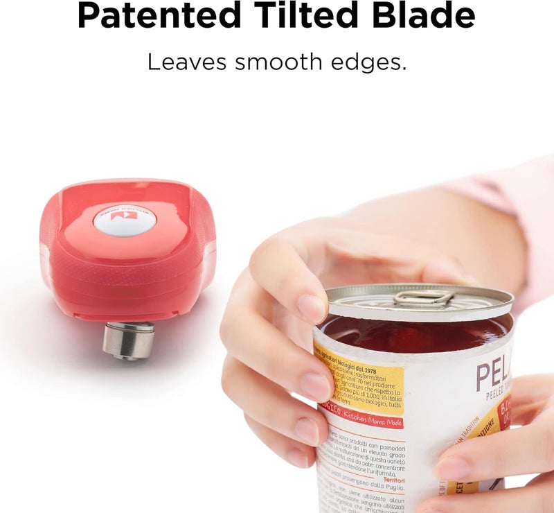 Kitchen Mama One Touch Electric Can Opener: Auto-Stop, Ergonomic Design for Seniors with Arthritis, One Button Press, Smooth Edge, Cordless, Food-Safe, Automatic, Hands Free, Battery Operated (Red) - Image 3