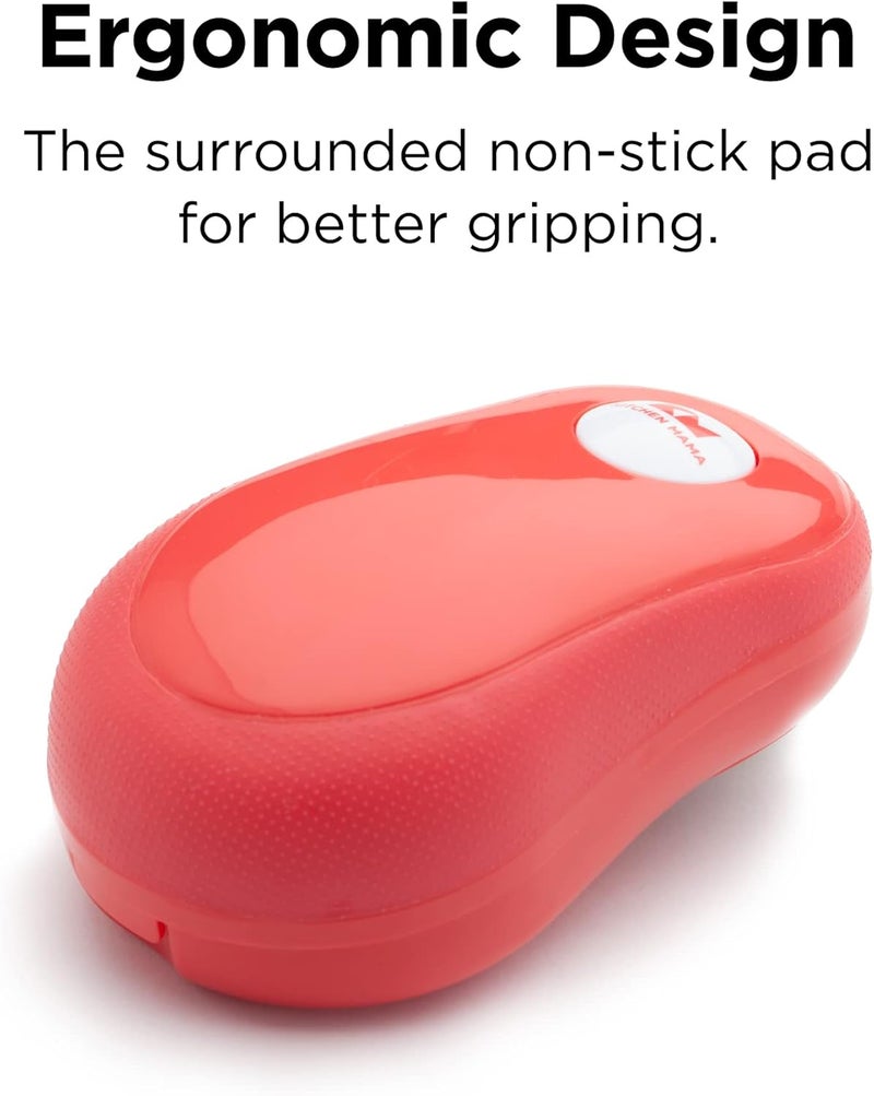Kitchen Mama One Touch Electric Can Opener: Auto-Stop, Ergonomic Design for Seniors with Arthritis, One Button Press, Smooth Edge, Cordless, Food-Safe, Automatic, Hands Free, Battery Operated (Red) - Image 4