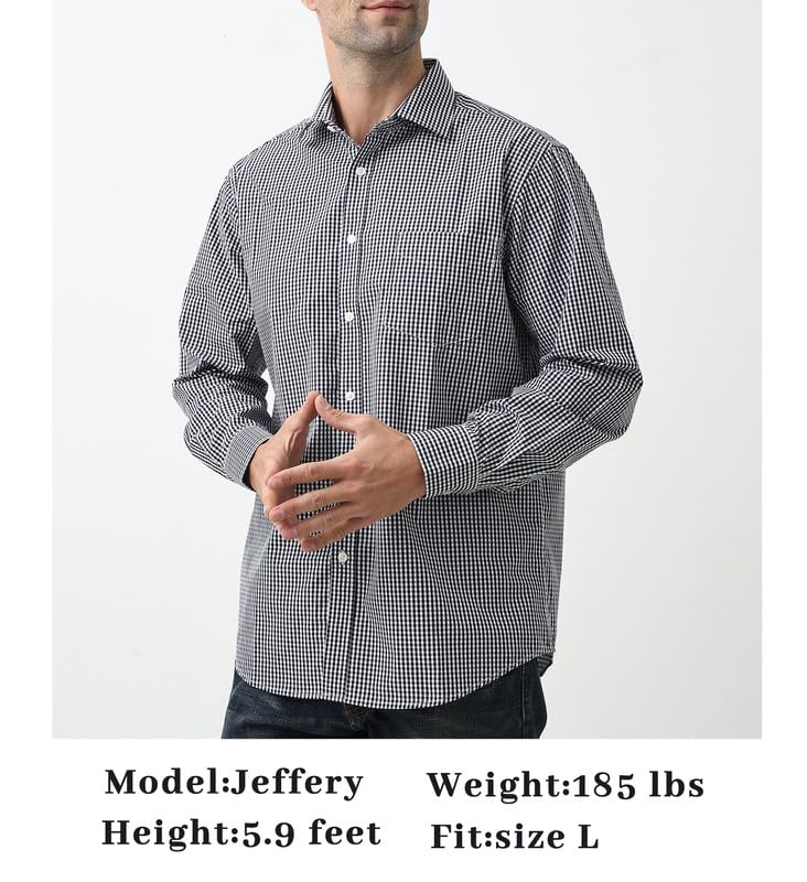Double Pump Mens Button Down Shirts Cotton Long Sleeve Shirts Regular Fit(SL17B,L) - Image 5
