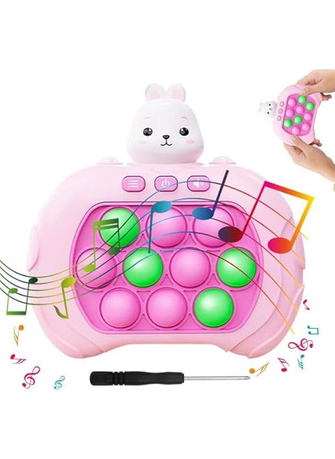 PLLYPE Quick Push Toy, Light Up Pop Game Fidget Toys, Bubble Sensory Squeeze Toys, Electronic Game from 5-12 Years, Play for Early Development and Concentration Training, Rabbit Pink