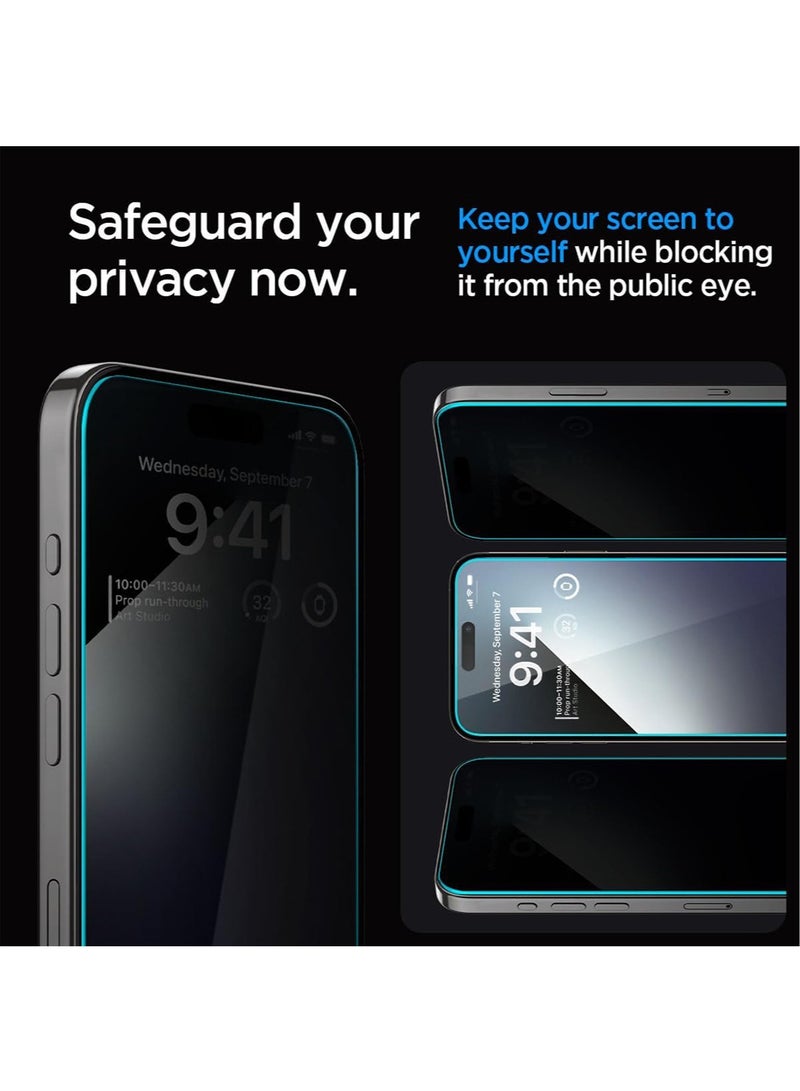 Spigen Glastr Ez Fit [Privacy] for iPhone 15 PRO Tempered Glass Screen Protector with Auto Align Technology - 1 Pack - Image 4