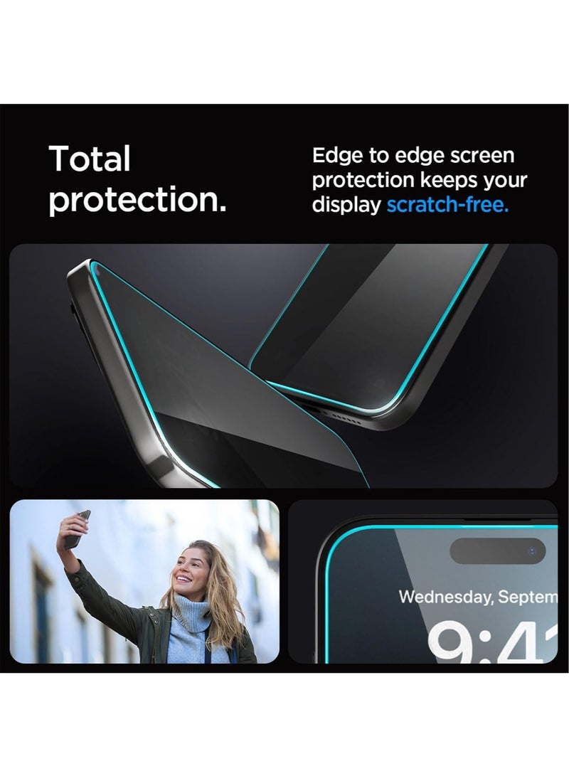 Spigen Glastr Ez Fit [Privacy] for iPhone 15 PRO Tempered Glass Screen Protector with Auto Align Technology - 1 Pack - Image 5