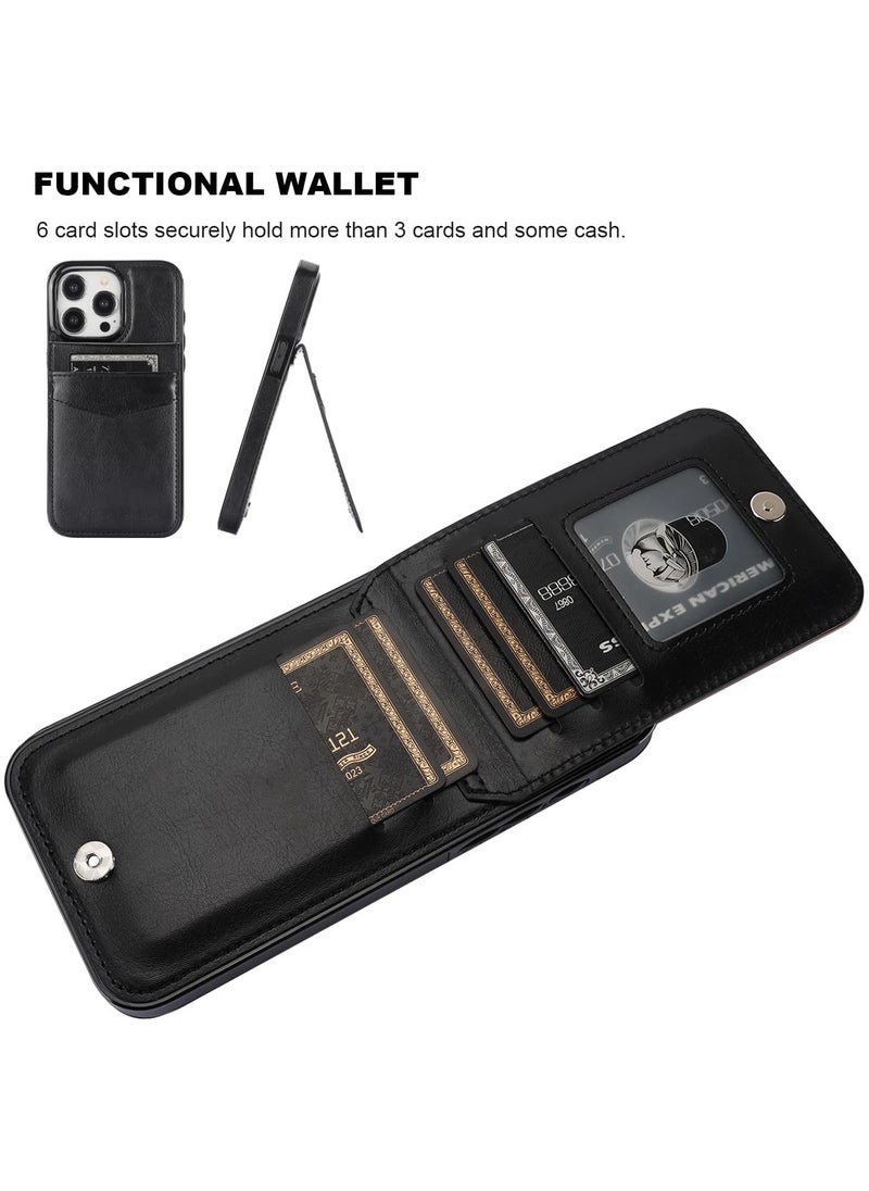General IPhone 15 Pro Max Case Wallet with Credit Card Holder, Flip Premium Leather Magnetic Clasp Kickstand Heavy Duty Protective Cover for IPhone 15 Pro Max 6.7 Inch  - Image 3