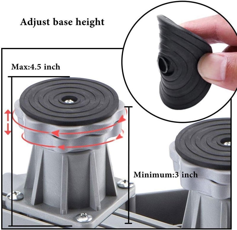 Alexvyan Adjustable Fixed Base Washing Machine Trolley and Freeze Trolley with 4 Adjustable Stand Washing Machine Drolly Stand Refrigerators Universal Pedestal Mobile Base Use for Freeze Dish Washer - Image 4