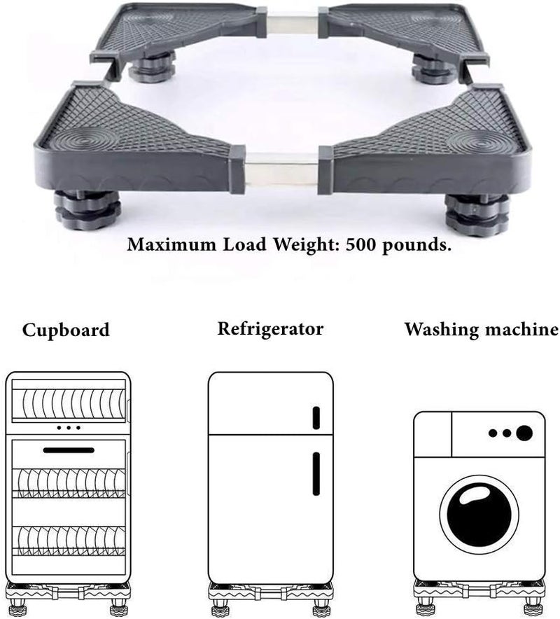 Alexvyan Adjustable Fixed Base Washing Machine Trolley and Freeze Trolley with 4 Adjustable Stand Washing Machine Drolly Stand Refrigerators Universal Pedestal Mobile Base Use for Freeze Dish Washer - Image 3