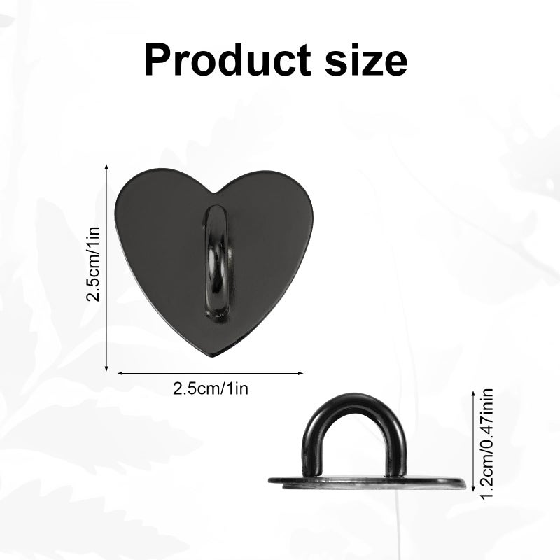 Gosknor 8pcs Heart Cell Phone Ring Holder, Metal Finger Ring Stand Heart-Shaped Sticky Phone Grip Loop Adhesive Phone Charm Hook for Mobile Phone Case Pad Tablet DIY Accessories ï»¿ - Image 2