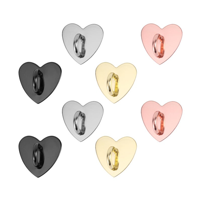 Gosknor 8pcs Heart Cell Phone Ring Holder, Metal Finger Ring Stand Heart-Shaped Sticky Phone Grip Loop Adhesive Phone Charm Hook for Mobile Phone Case Pad Tablet DIY Accessories ï»¿ - Image 1