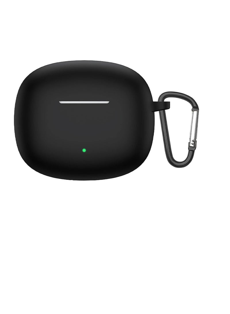 Compatible with HONOR CHOICE Earbuds X3 Lite Case Cover, Soft Silicone Shockproof Protective Skin Case for HONOR Earbuds X3 Lite Wireless Earbuds with Carabiner, Front LED Visible (Black) - Image 1