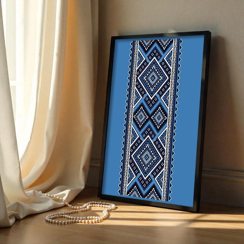 Marktna One canvas painting with a Najdi art design and a hollow frame, measuring (60×90), single piece - Image 2