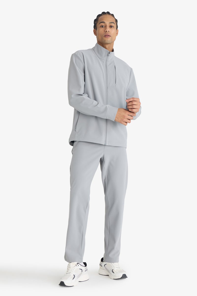 DeFacto Grey Man Stand- Up Collar Long Sleeve Cardigan Casual - Image 3