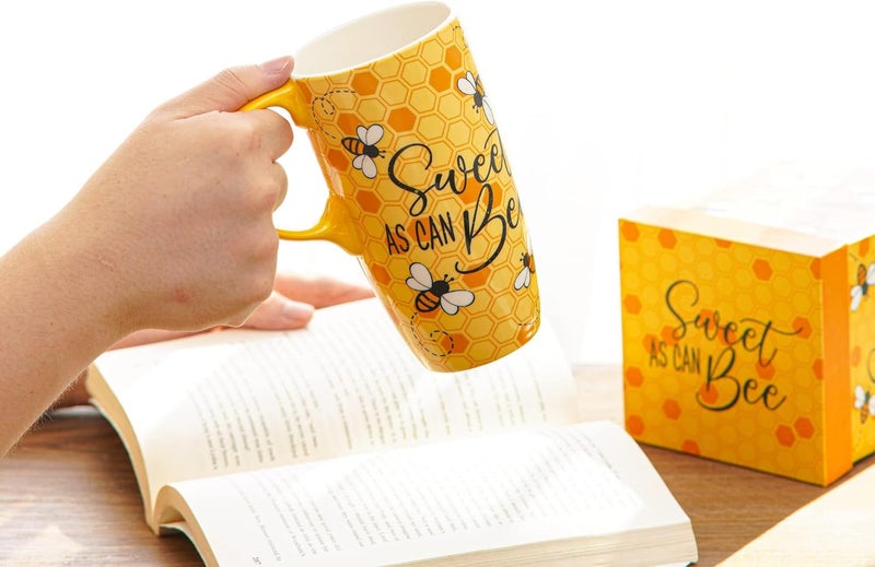 DUSVALLY Ceramic Mug Travel Coffee Mug Porcelain Coffee Cup with Spillproof Lid and Color Box17 OzBeeGifts for Mom - Image 4