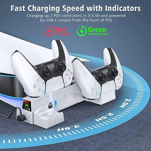 New World for PS5 Horizontal Stand with 3-Level Cooling Fan and PS5 Controller Charger for PS5 Console, PS5 Cooling Station with PS5 Charging Station, Stand Horizontal for PS5 Accessories - Image 3