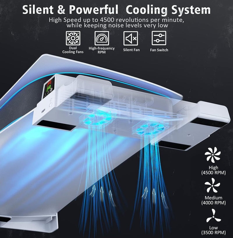 New World for PS5 Horizontal Stand with 3-Level Cooling Fan and PS5 Controller Charger for PS5 Console, PS5 Cooling Station with PS5 Charging Station, Stand Horizontal for PS5 Accessories - Image 2
