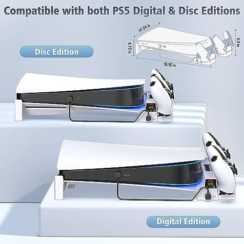 New World for PS5 Horizontal Stand with 3-Level Cooling Fan and PS5 Controller Charger for PS5 Console, PS5 Cooling Station with PS5 Charging Station, Stand Horizontal for PS5 Accessories - Image 4