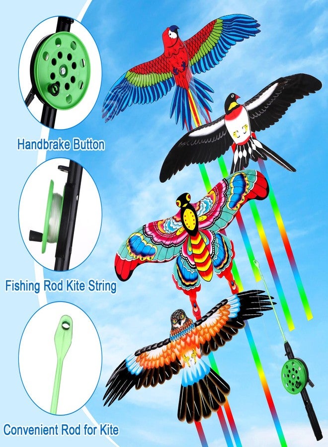 Easywiny 4 pcs Large Fishing Rod Kite for Adults 23.62 Inch Vivid Swallow Parrot Phoenix Butterfly Kite Bulk, Easy to Fly Kites for Adults Family in Spring Outdoor Beach Team Building - Image 3