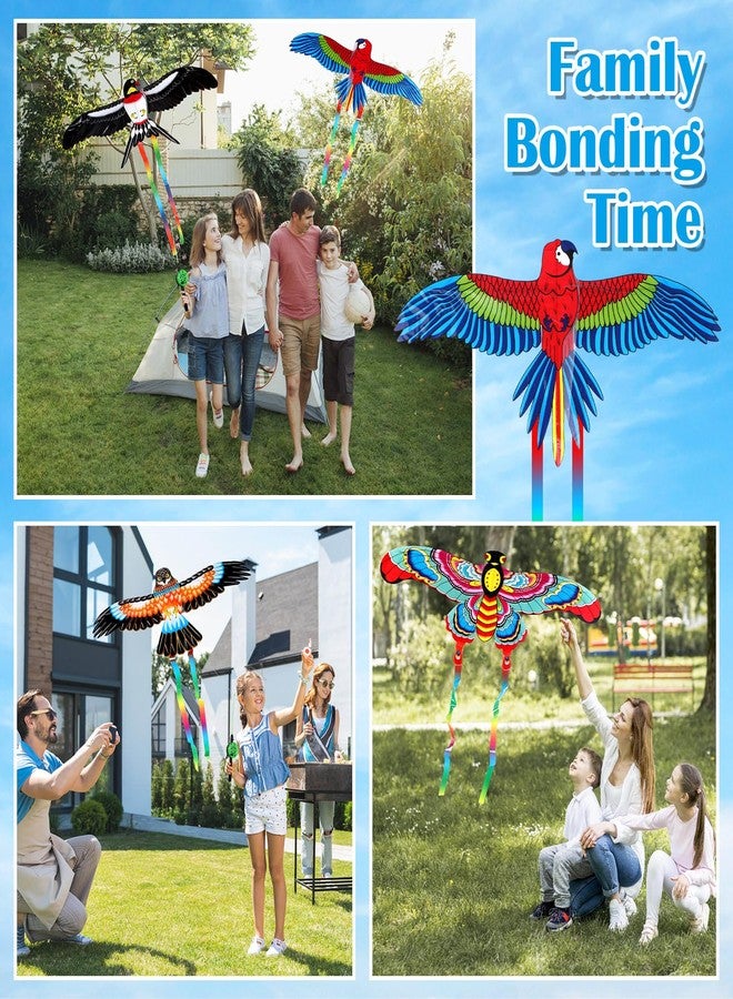 Easywiny 4 pcs Large Fishing Rod Kite for Adults 23.62 Inch Vivid Swallow Parrot Phoenix Butterfly Kite Bulk, Easy to Fly Kites for Adults Family in Spring Outdoor Beach Team Building - Image 5