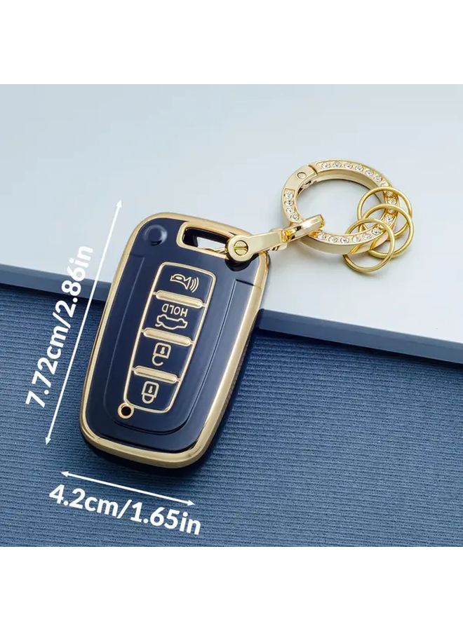 Black Golden TPU Key Fob Case Cover for Hyundai IX35 Elantra Sonata Sorento Sportage K3 K5 - Image 2