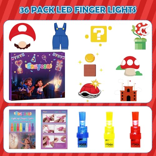 Sauyoza 36 Pcs Game Party Favors LED Finger Lights Glow in the Dark Birthday Party Supplies Goodie Bag Stuffers Classroom Treasure Box Prizes for Kids - Image 5