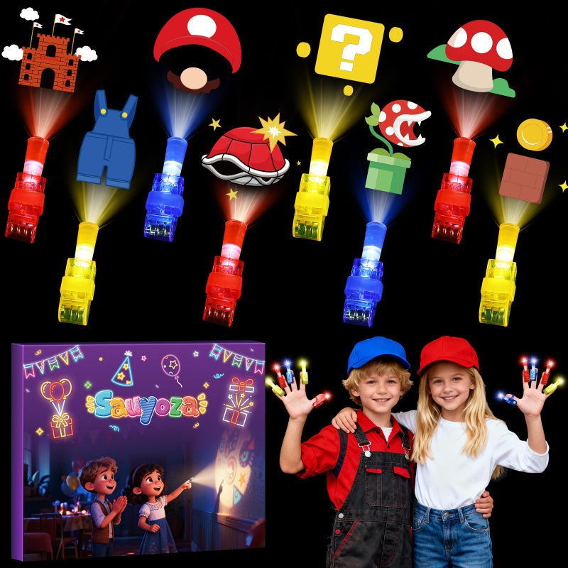Sauyoza 36 Pcs Game Party Favors LED Finger Lights Glow in the Dark Birthday Party Supplies Goodie Bag Stuffers Classroom Treasure Box Prizes for Kids - Image 3