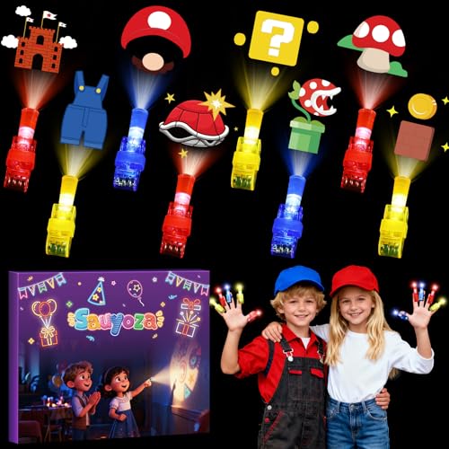 Sauyoza 36 Pcs Game Party Favors LED Finger Lights Glow in the Dark Birthday Party Supplies Goodie Bag Stuffers Classroom Treasure Box Prizes for Kids - Image 1