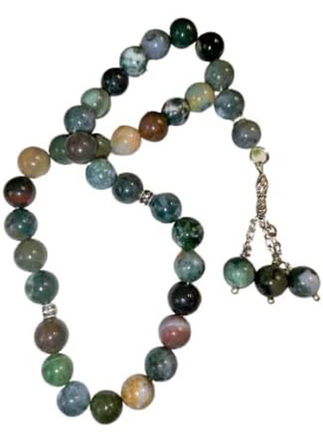 Generic Amazing Natural Moss Agate 33 Beads Rosary  - Image 1