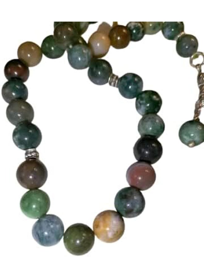 Generic Amazing Natural Moss Agate 33 Beads Rosary  - Image 2