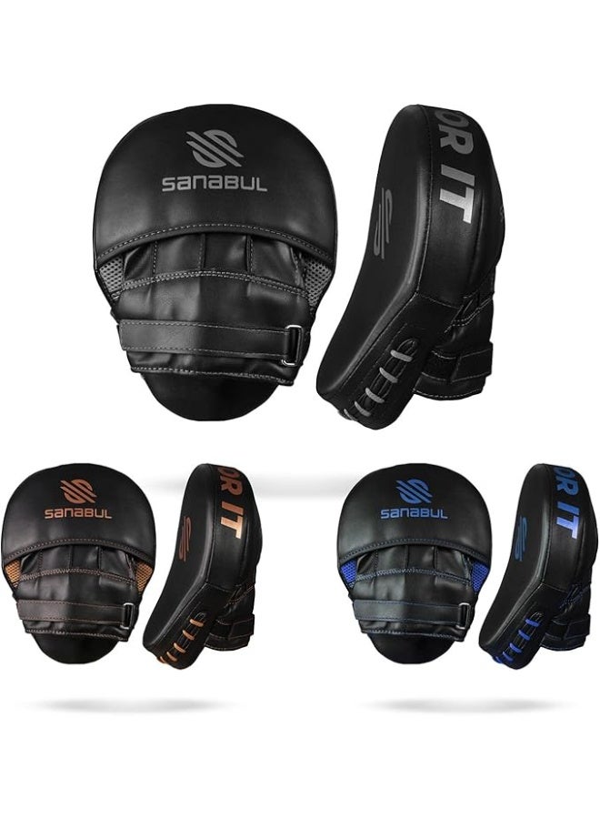 Sanabul  Sanabul Essential Curved Punching Mitts for Boxing and MMA | Ultimate Boxing Mitts & Pads Training Gear for Athletes | High-Performance Focus Mitts Muay Thai Pads for Sparring & Training Boxing Pads - Black/Silver - Image 1
