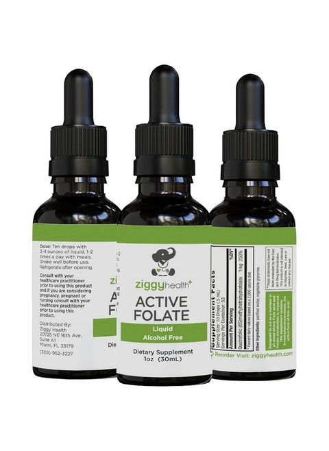Active Folate Pure Liquid Extract Supplement - L-Methylfolate for Better Absorption, Brain Health, Improve Cellular Function, Support Immune System, Water Soluble B Complex, 1oz - by Ziggy Health