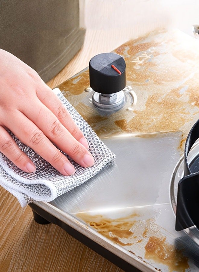 6pcs Double-Sided Wire Dishcloth good quality steel wire dishwashing cloth, daily cleaning cloth Mesh Steel Fiber Kitchen Dishcloth silver wire dishcloth - Image 3