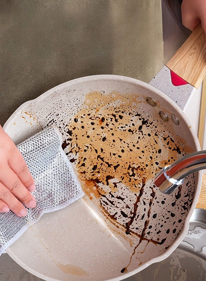 6pcs Double-Sided Wire Dishcloth good quality steel wire dishwashing cloth, daily cleaning cloth Mesh Steel Fiber Kitchen Dishcloth silver wire dishcloth - Image 4