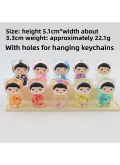 Generic Explosions Acrylic Oil-in-the-Box Luminous Rainbow Sugar Series Mengmeng Bear Keychain Jewelry-Color:One [bulk] 10 Colors Mixed Hair  - Image 1